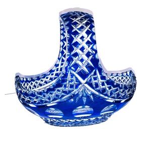 Accents Vintage Glass Basket Cobalt Blue Cut To Clear Poshmark vintage glass basket cobalt blue cut to clear